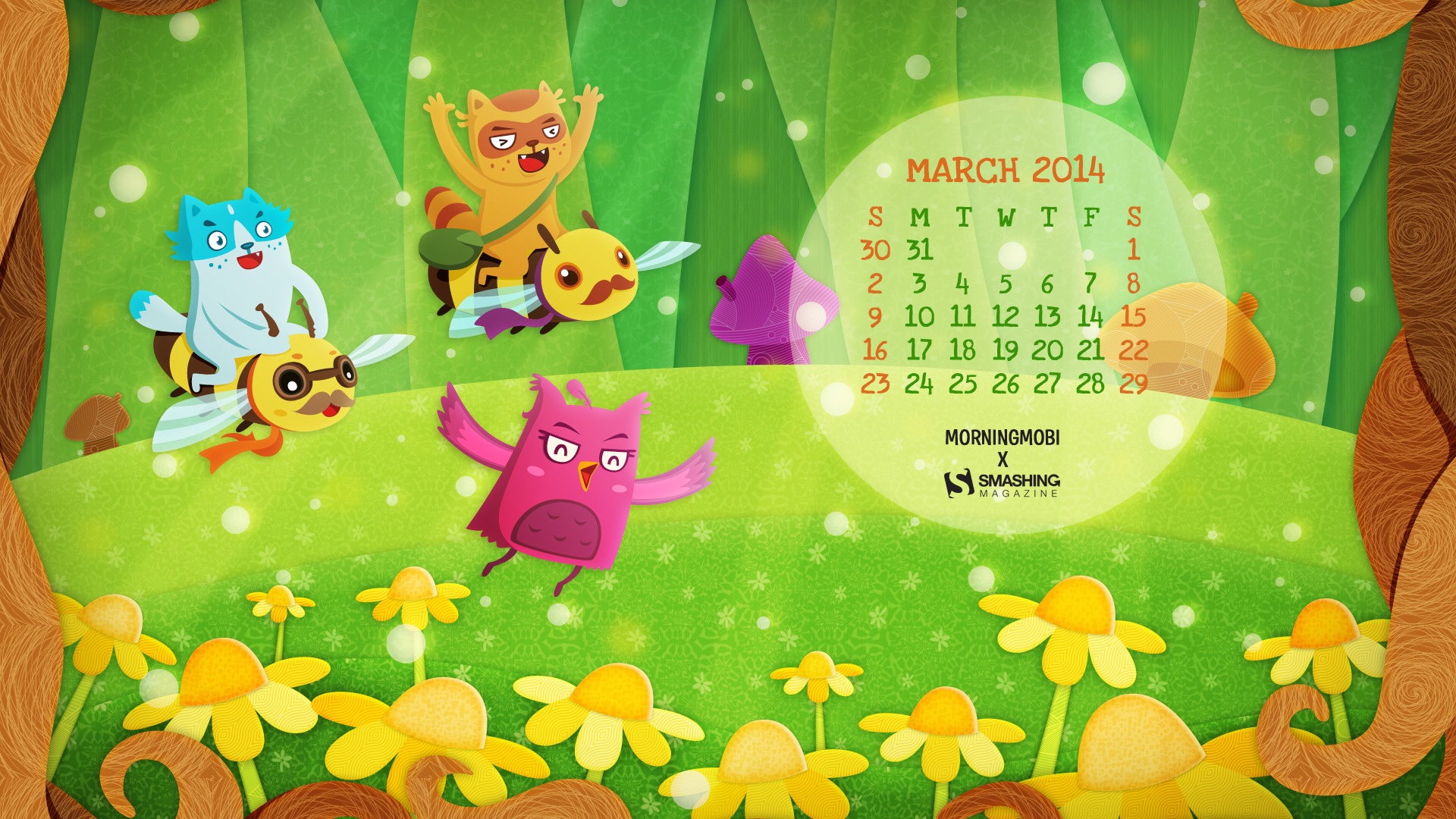Март 2014 календарь обои (1) #16 - 1920x1080