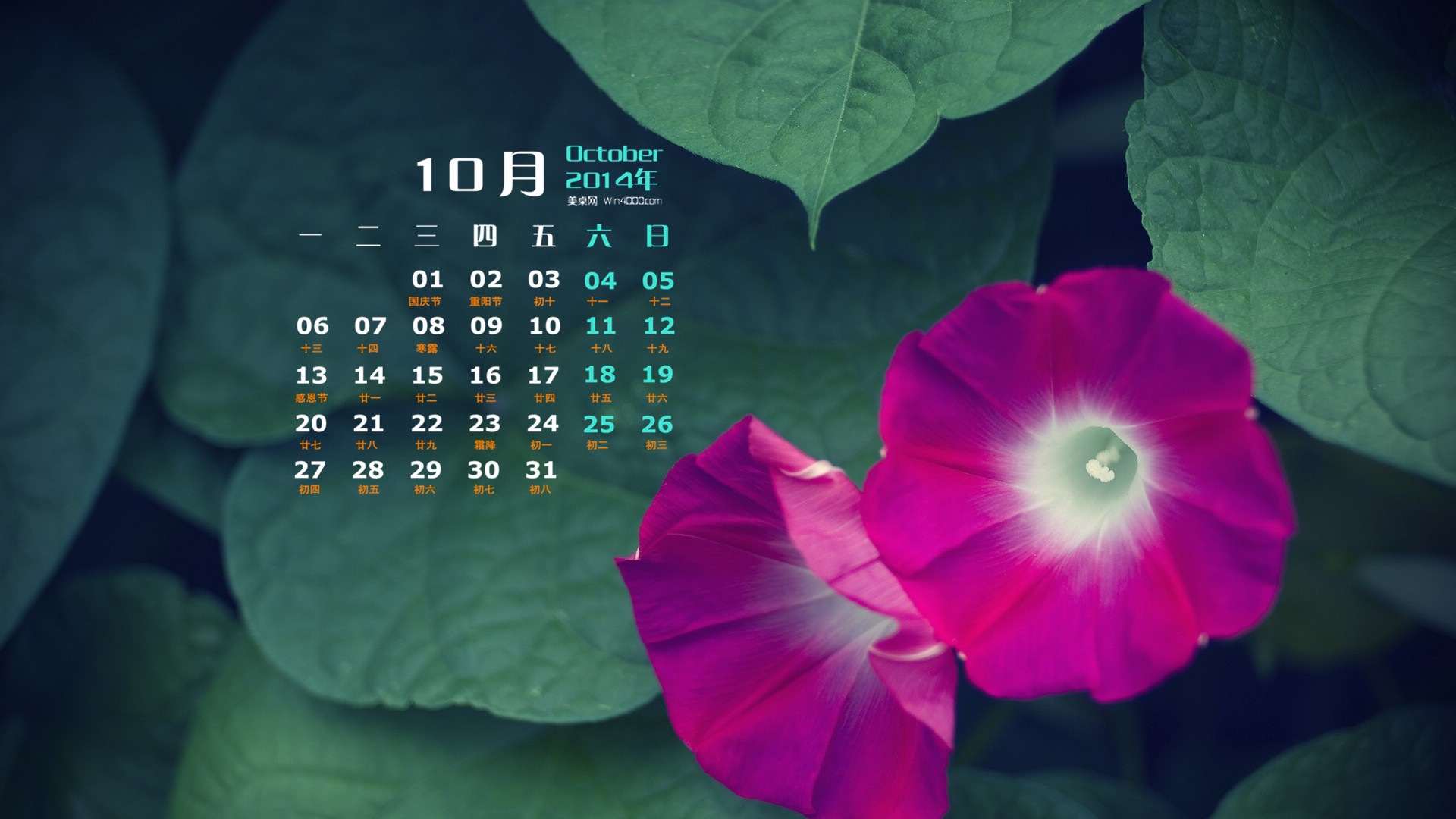 Oktober 2014 Kalender Tapete (1) #13 - 1920x1080