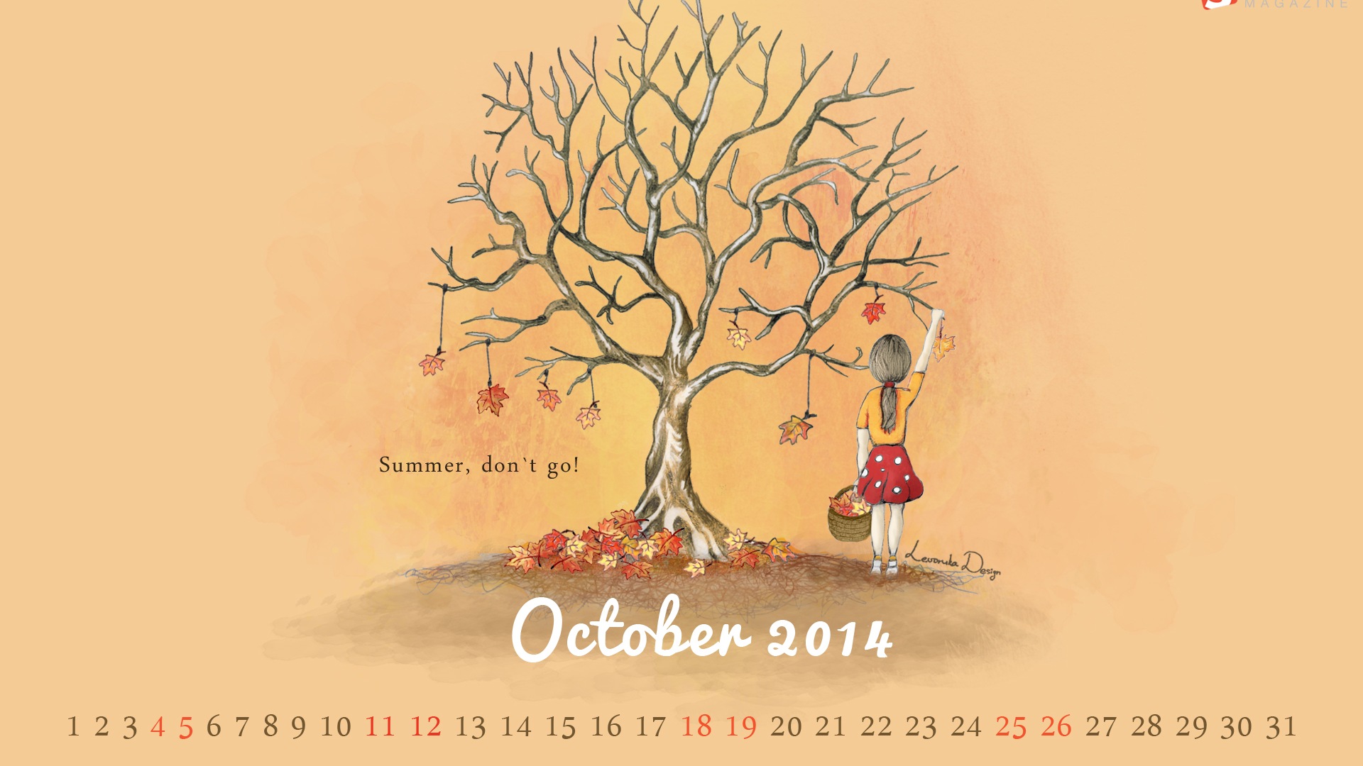 October 2014 Calendar wallpaper (2) #16 - 1920x1080