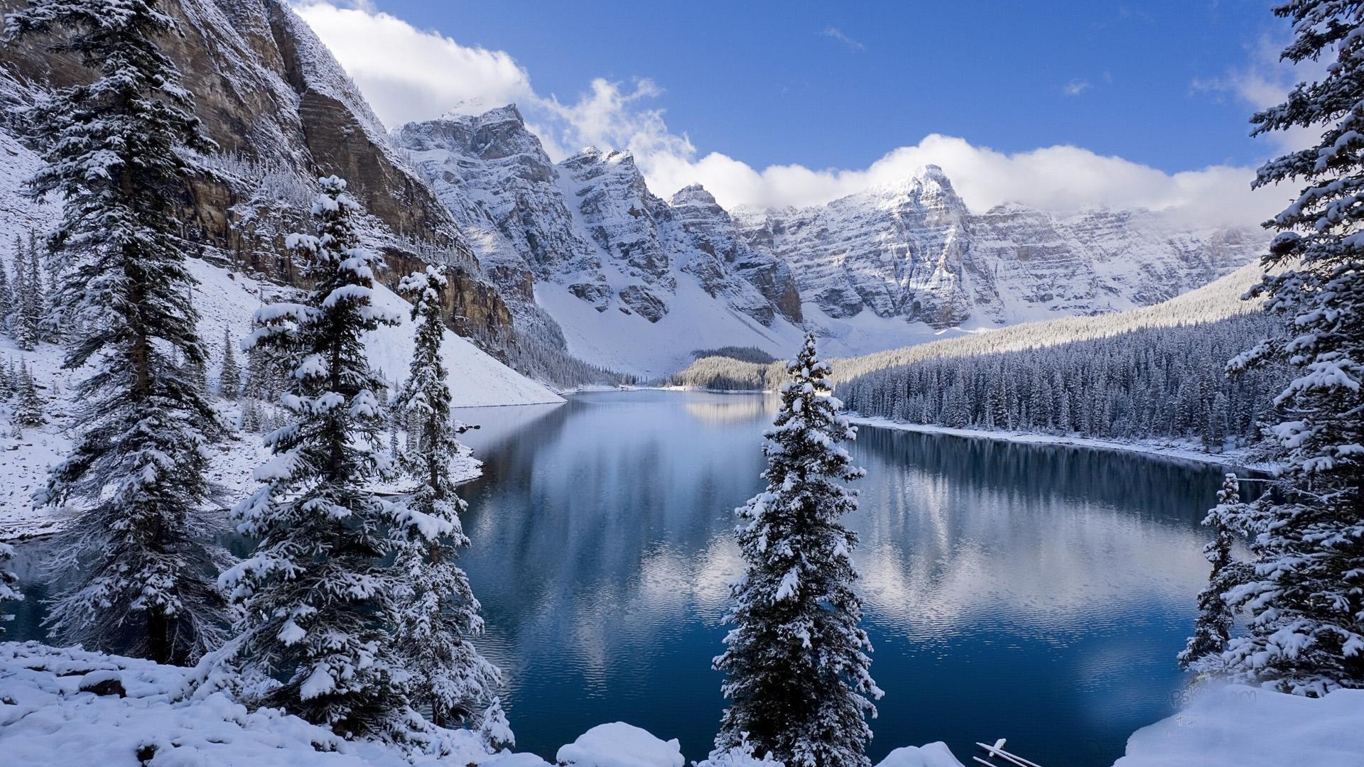 Hiver, neige, montagnes, lacs, arbres, routes fonds d'écran HD #12 - 1920x1080