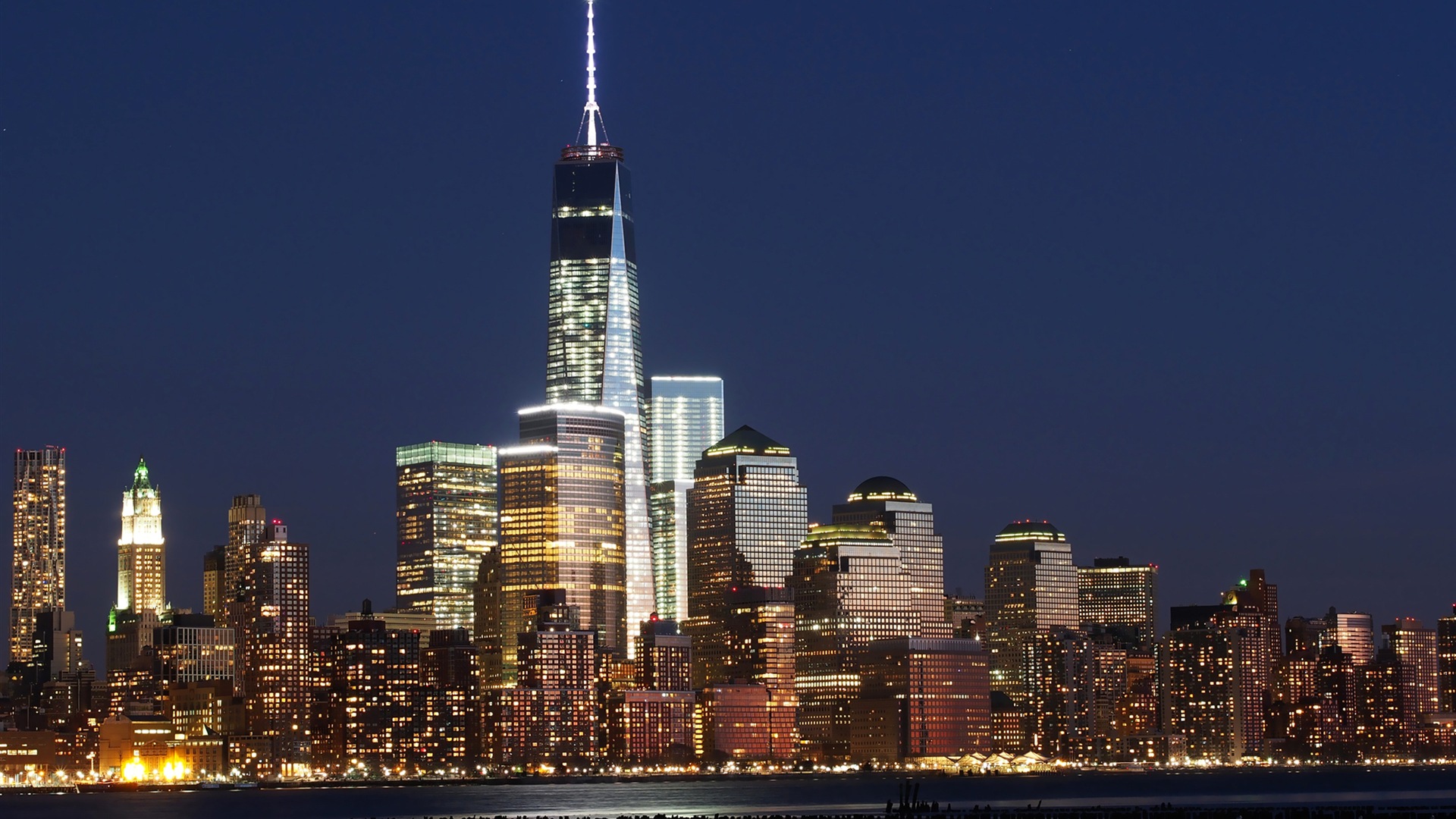 Empire State Building in New York, city night HD wallpapers #4 - 1920x1080