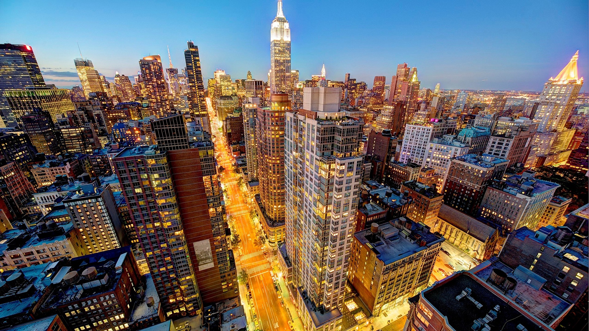 Empire State Building v New Yorku, město noci HD tapety na plochu #10 - 1920x1080