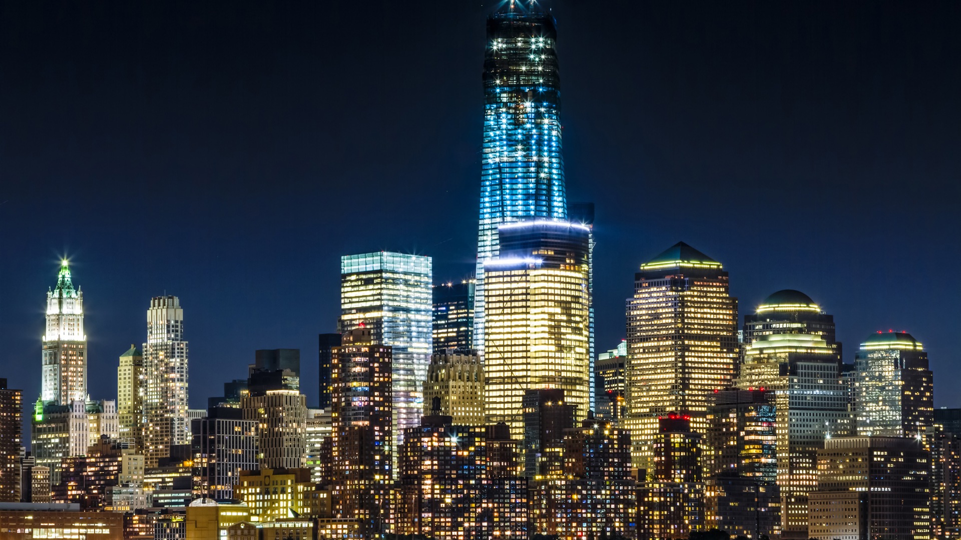Empire State Building in New York, city night HD wallpapers #17 - 1920x1080