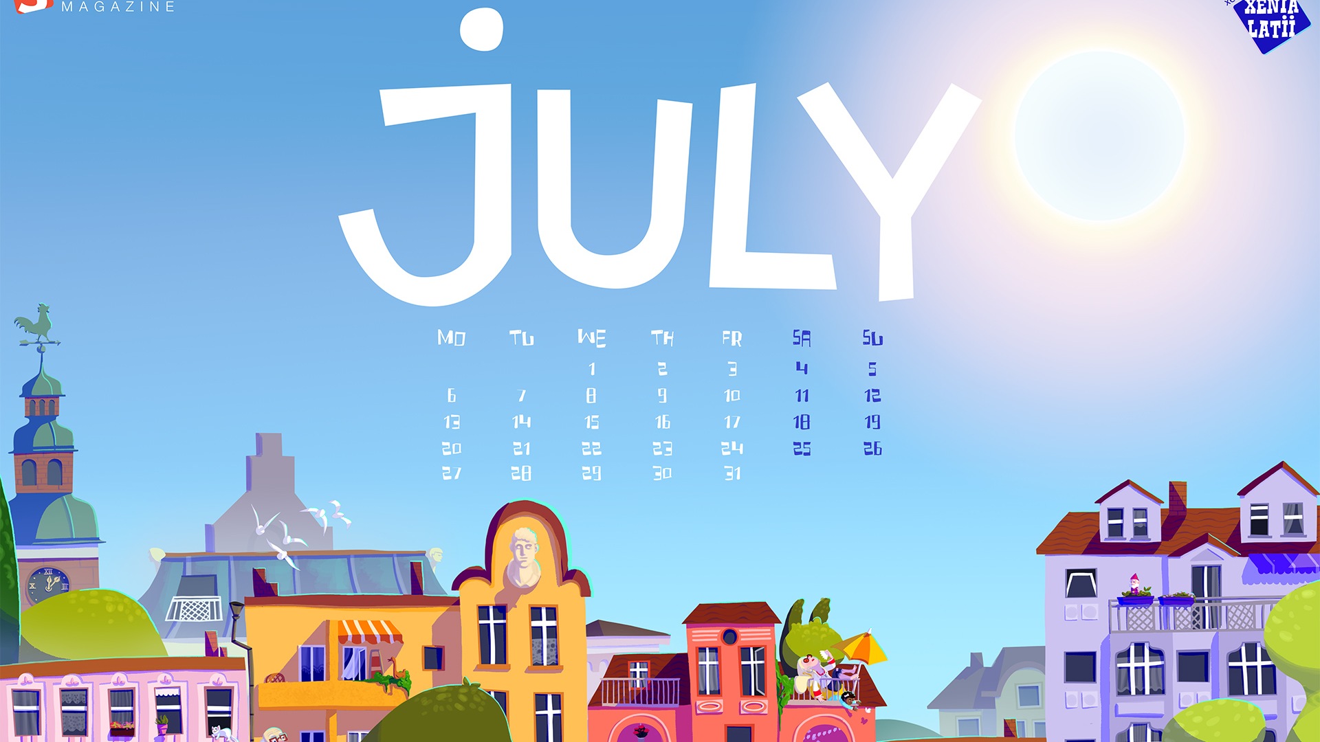 2015年7月カレンダー壁紙（2） #1 - 1920x1080