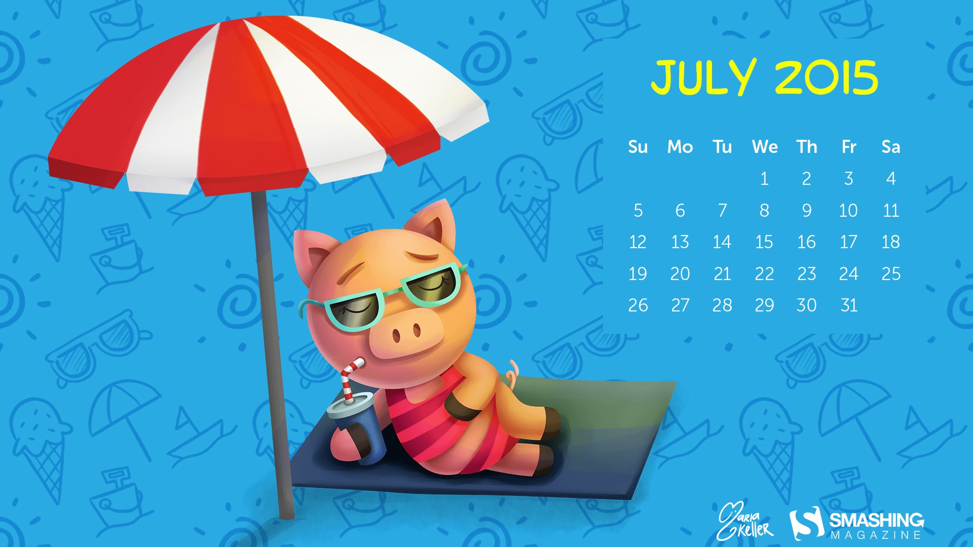 Juli 2015 Kalender Wallpaper (2) #6 - 1920x1080
