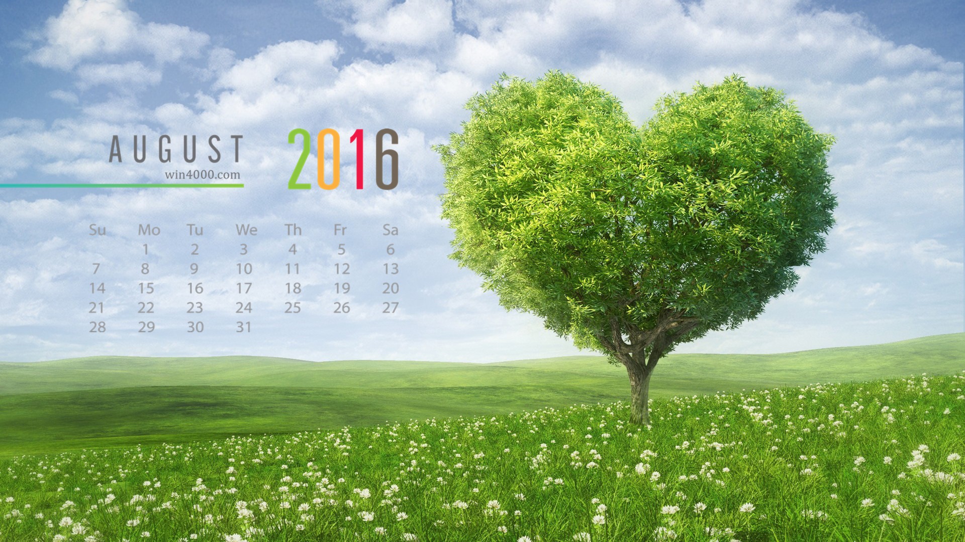 De agosto de el año 2016 fondo de pantalla de calendario (1) #3 - 1920x1080