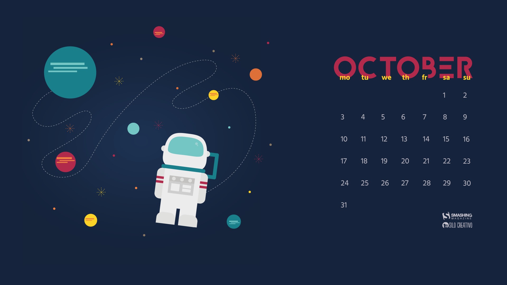 De octubre de el año 2016 fondo de pantalla de calendario (2) #18 - 1920x1080