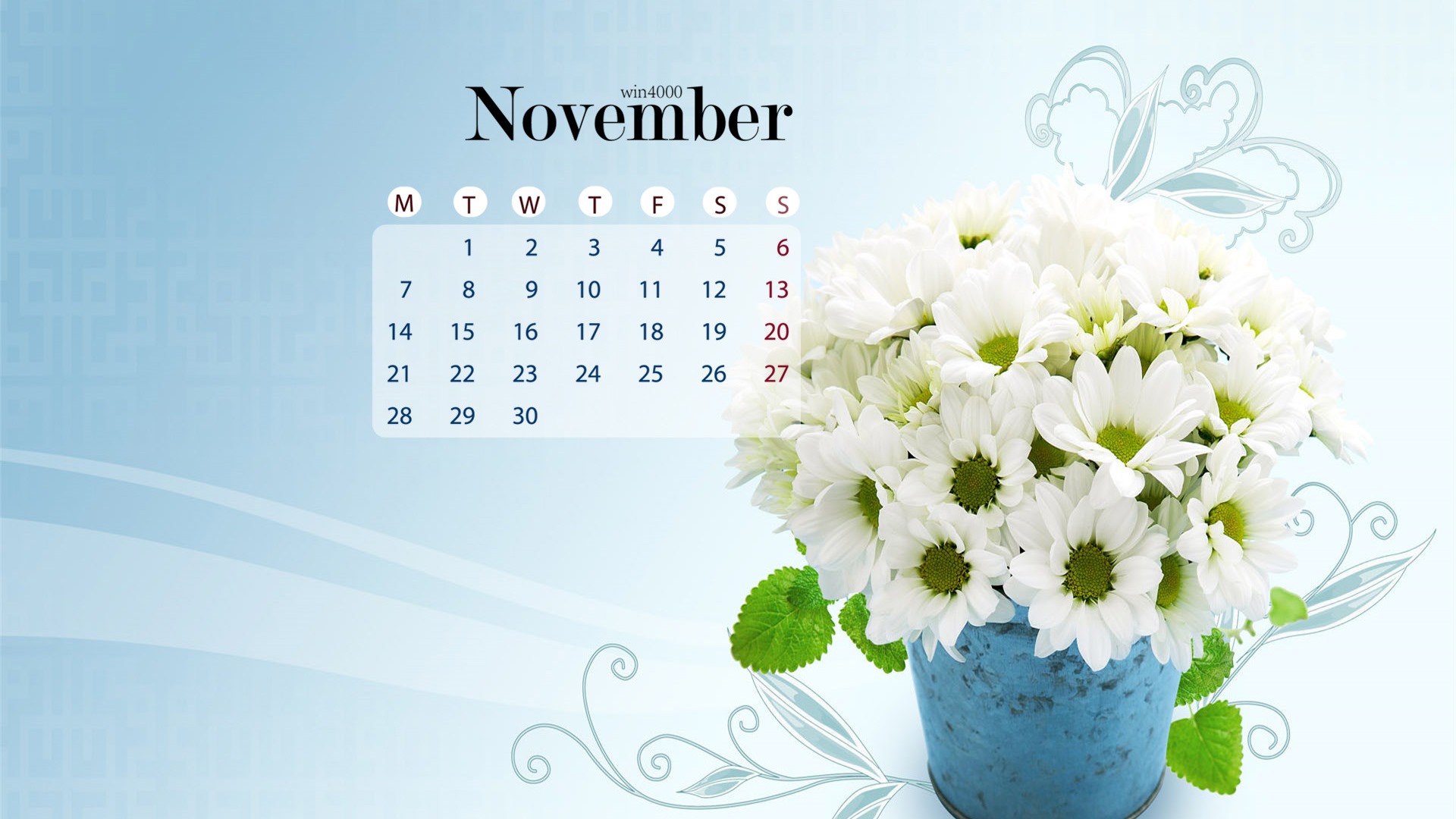 Fondo de escritorio del calendario de noviembre de 2016 (1) #7 - 1920x1080