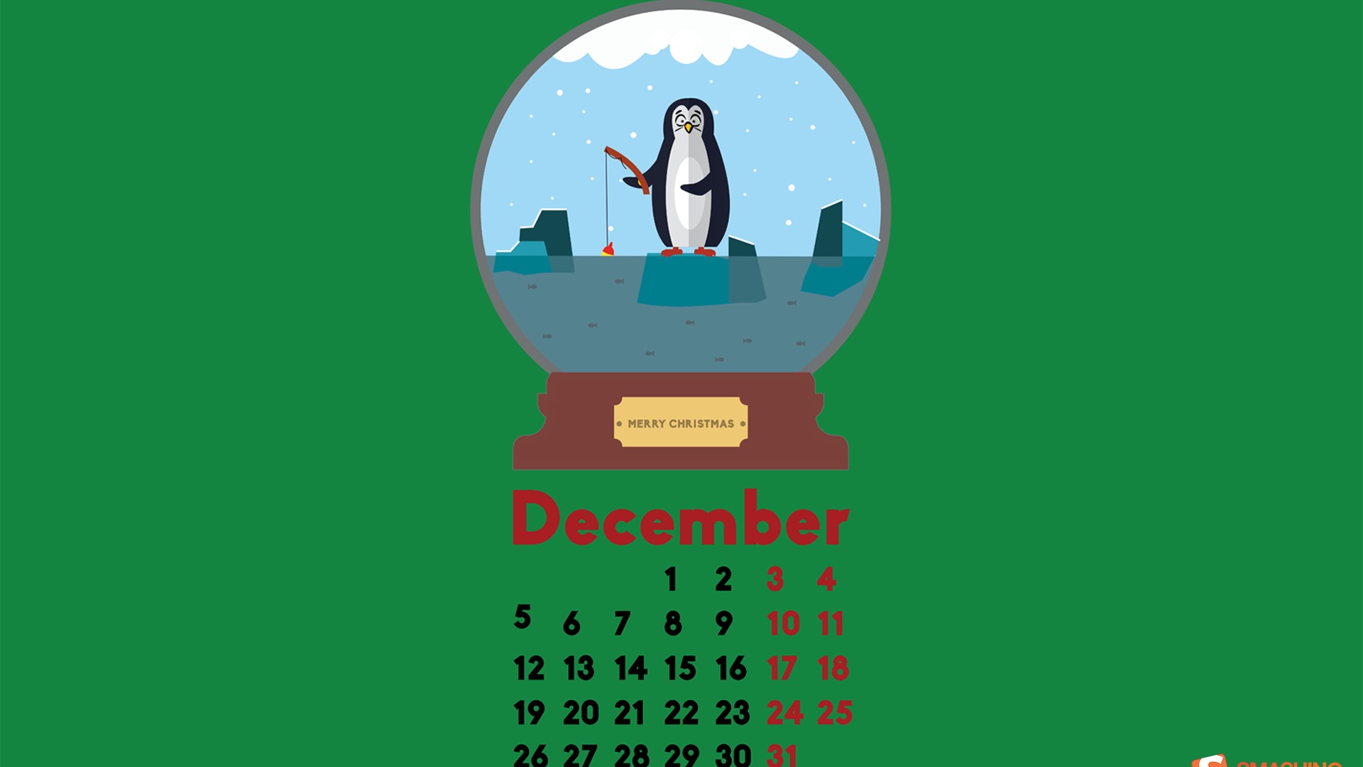 December 2016 Christmas theme calendar wallpaper (2) #8 - 1920x1080