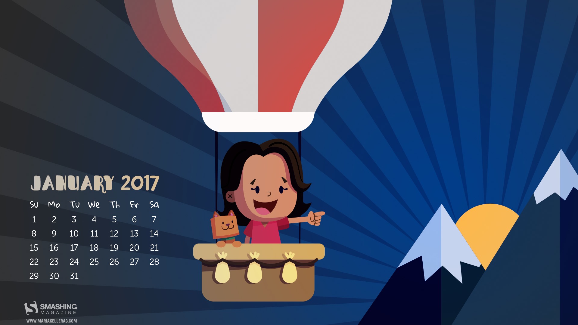 Januar 2017 Kalender Hintergrund (2) #4 - 1920x1080