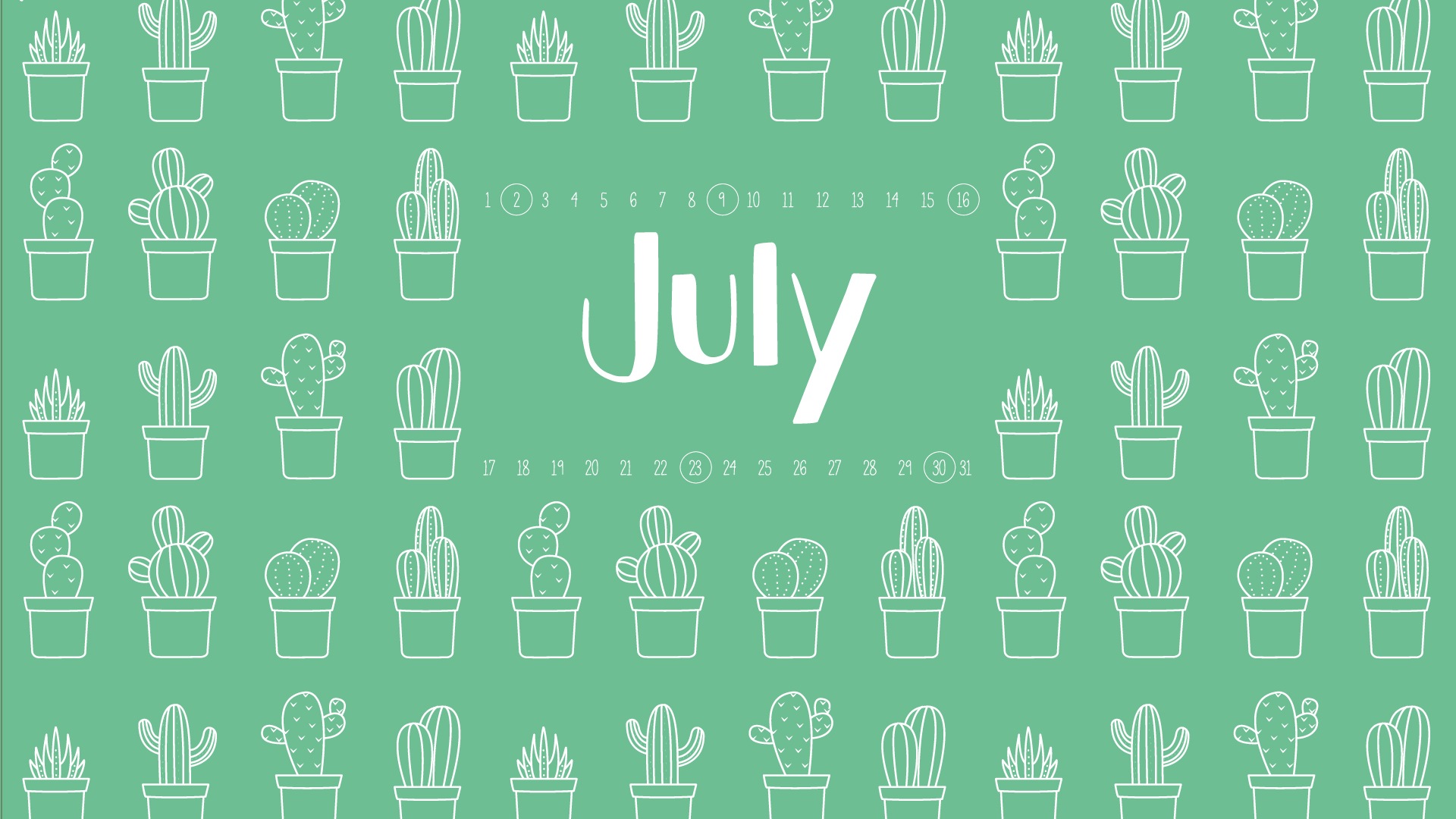 July 2017 calendar wallpaper #3 - 1920x1080