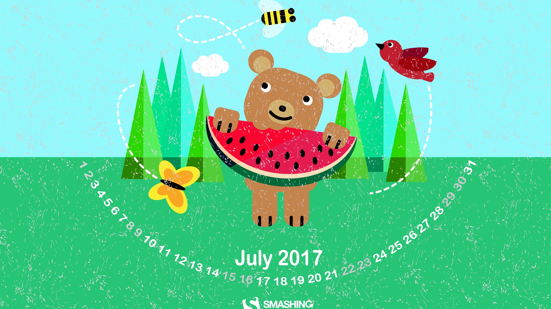 Fond d'écran du calendrier de juillet 2017 #22 - 1920x1080