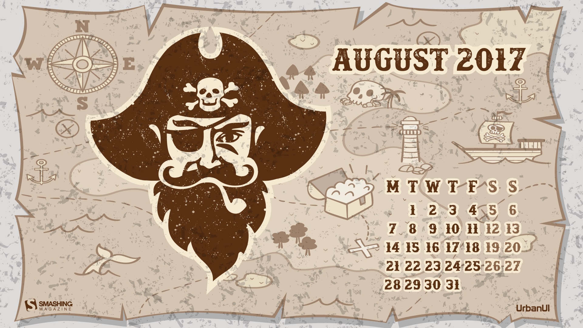 August 2017 calendar wallpaper #2 - 1920x1080