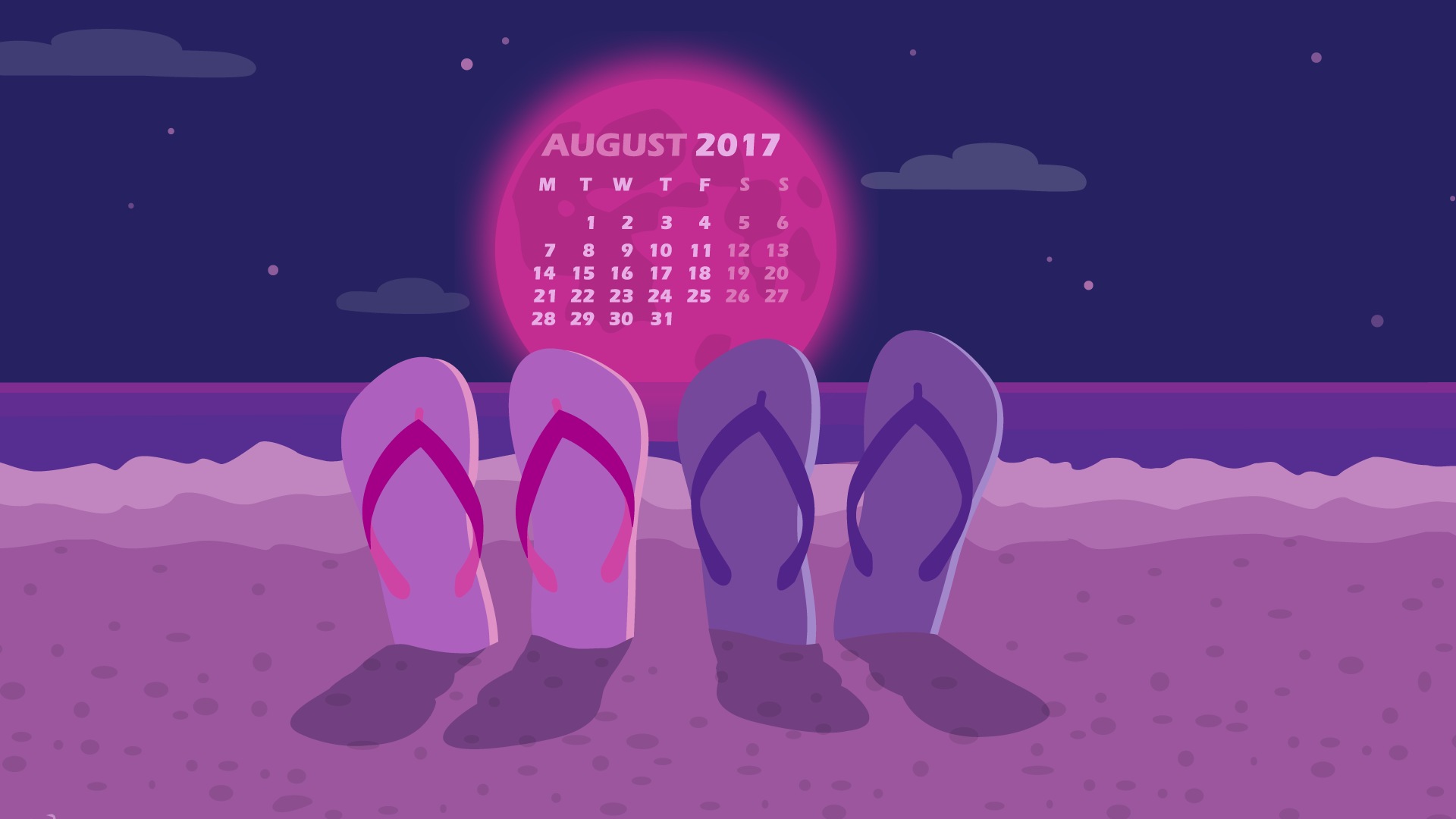Август 2017 календарь обои #23 - 1920x1080