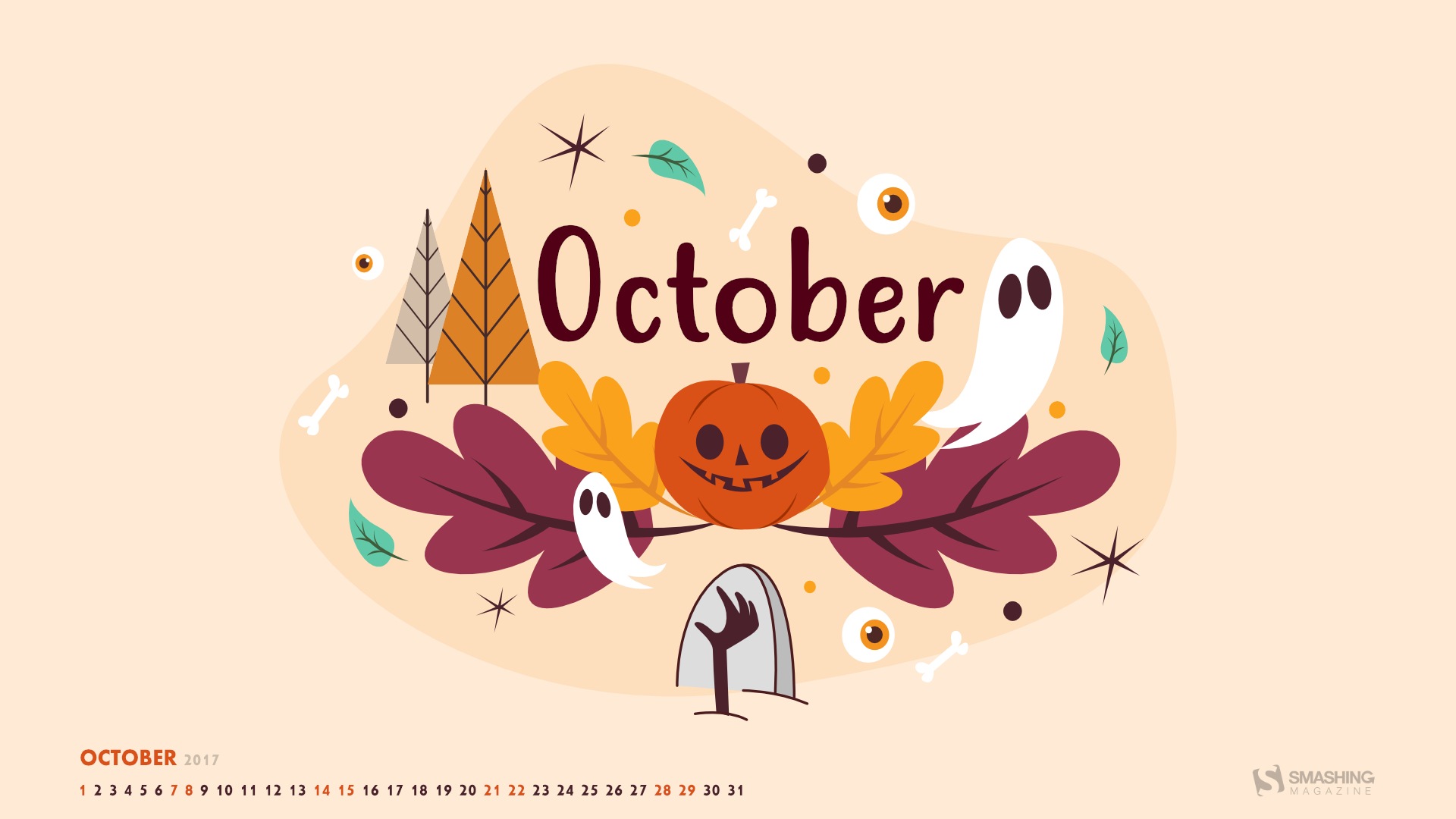 Oktober 2017 Kalender Hintergrundbild #1 - 1920x1080