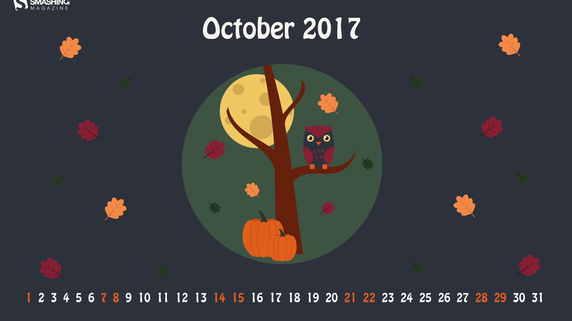 Fondo de pantalla de calendario de octubre de 2017 #18 - 1920x1080