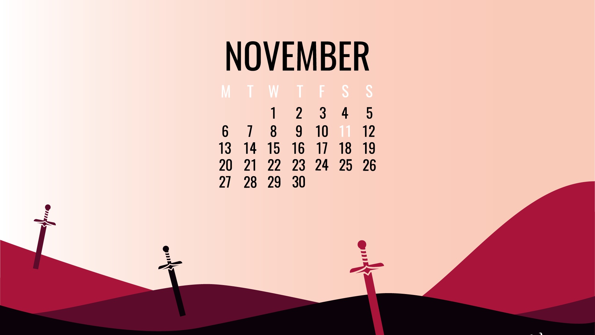 November 2017 Kalendertapete #2 - 1920x1080