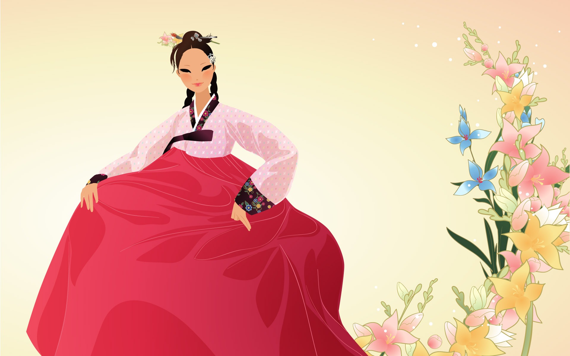 Vector wallpaper of Korean women (2) #12 - 1920x1200