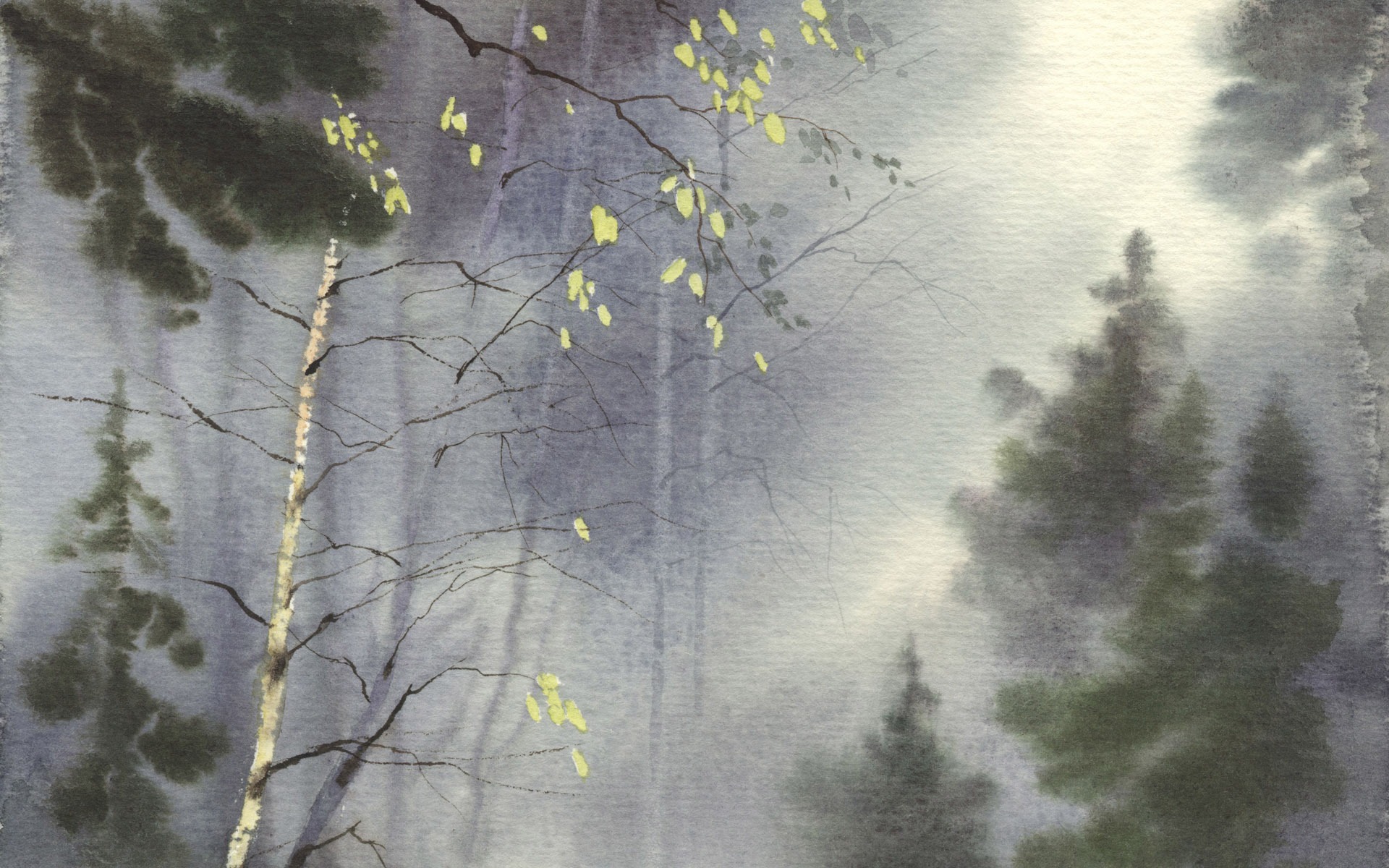 Watercolor landscape hand-painted wallpaper (1) #1 - 1920x1200