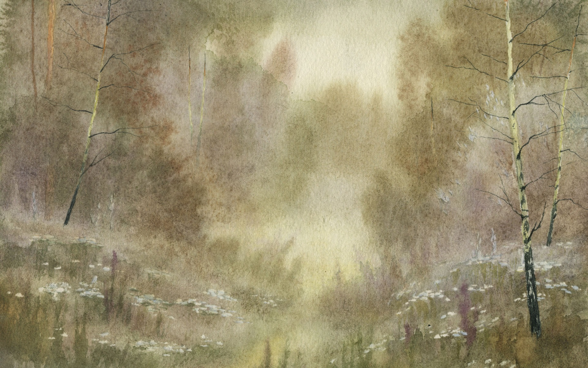 Watercolor landscape hand-painted wallpaper (1) #2 - 1920x1200