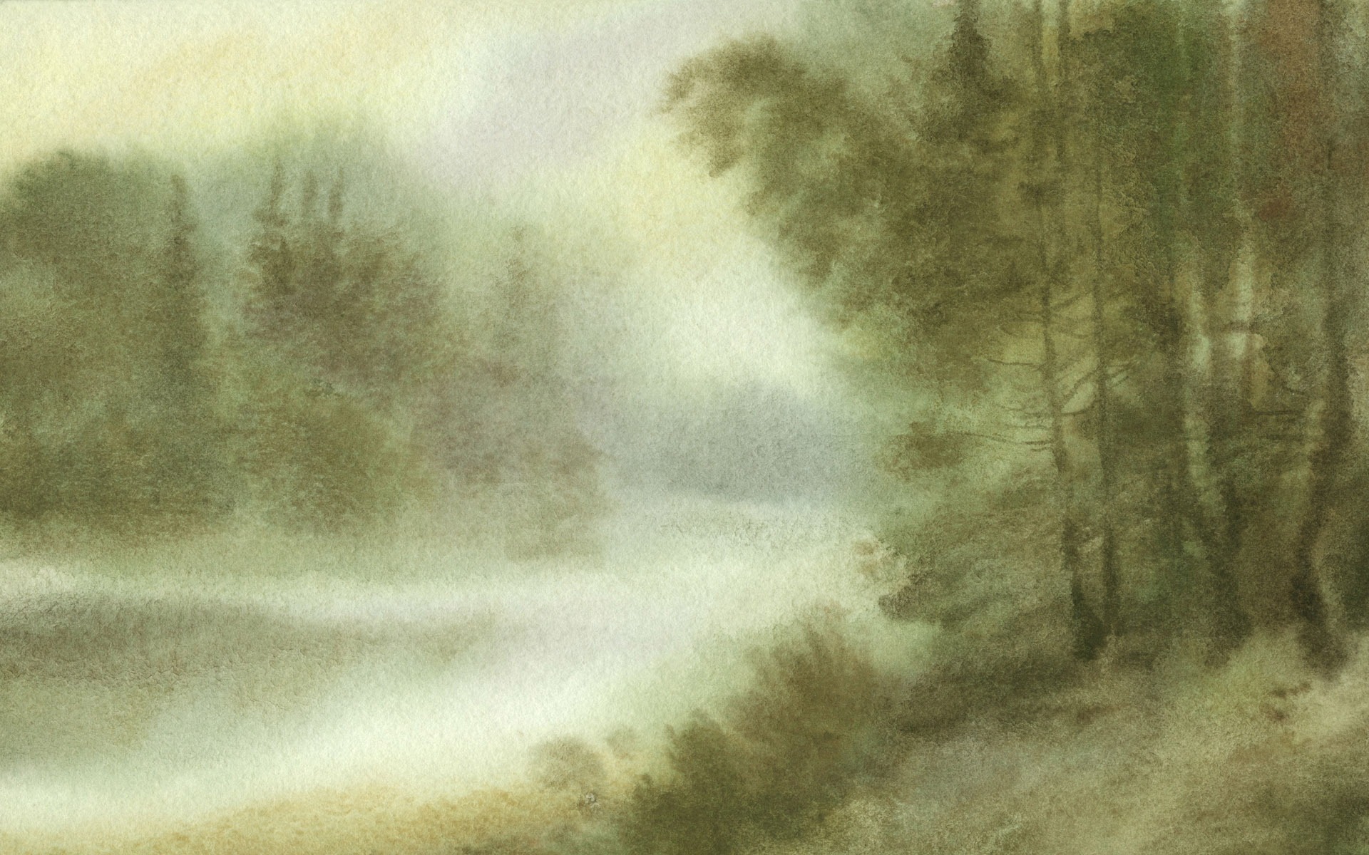 Watercolor landscape hand-painted wallpaper (1) #3 - 1920x1200
