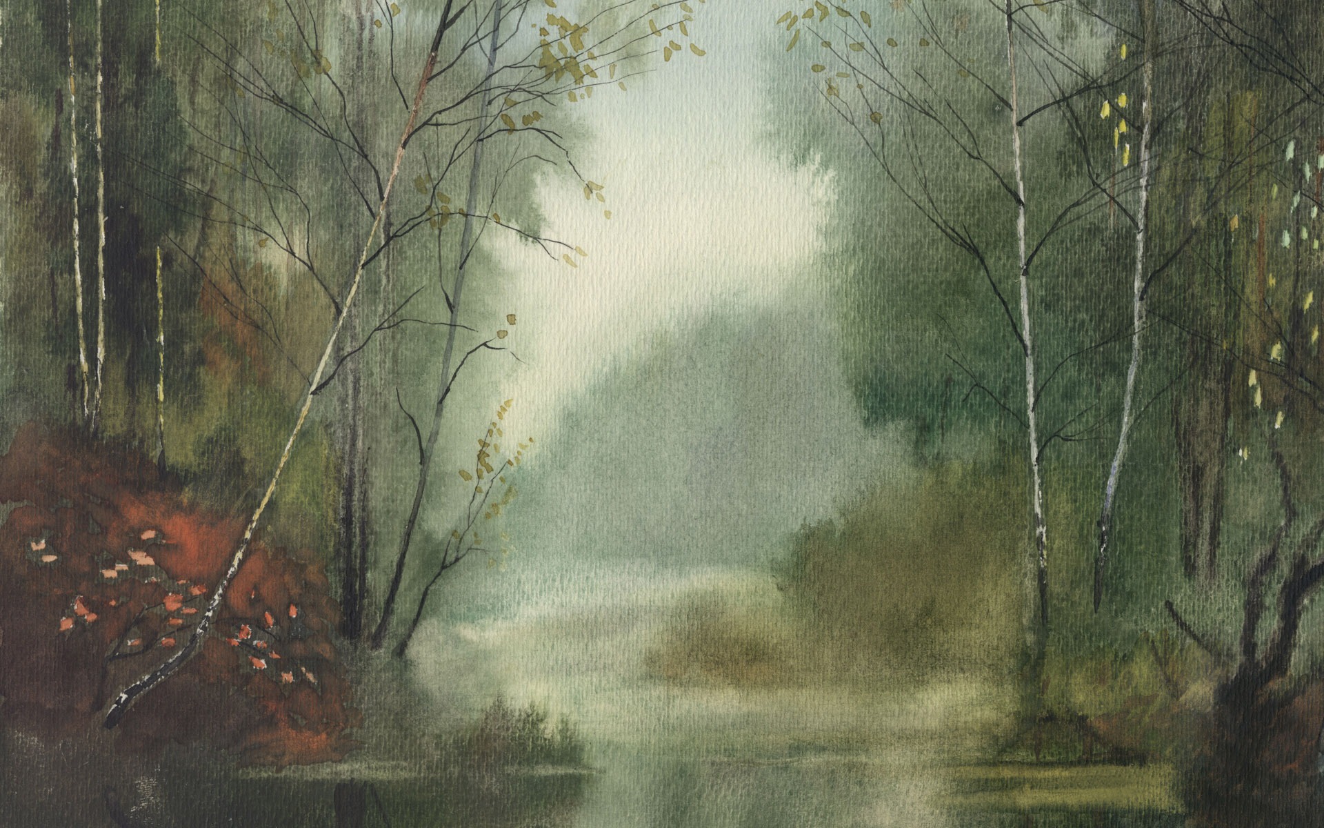 Watercolor landscape hand-painted wallpaper (1) #20 - 1920x1200