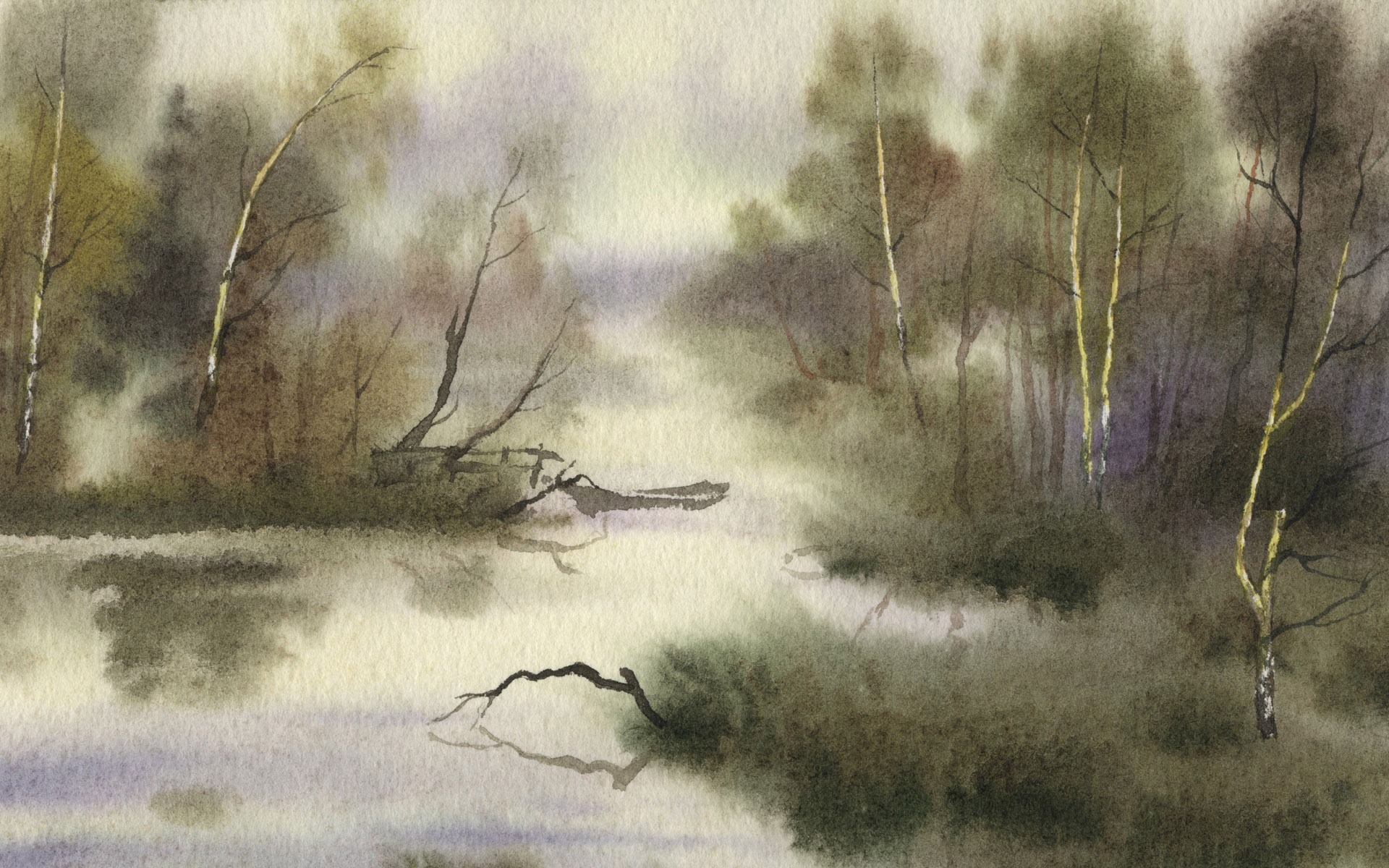 Acuarela fondos de escritorio de paisajes pintados a mano (2) #1 - 1920x1200