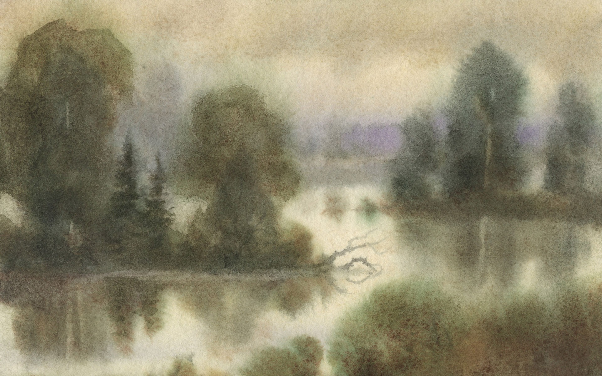 Aquarell-Landschaft handgemalten Tapeten (2) #3 - 1920x1200