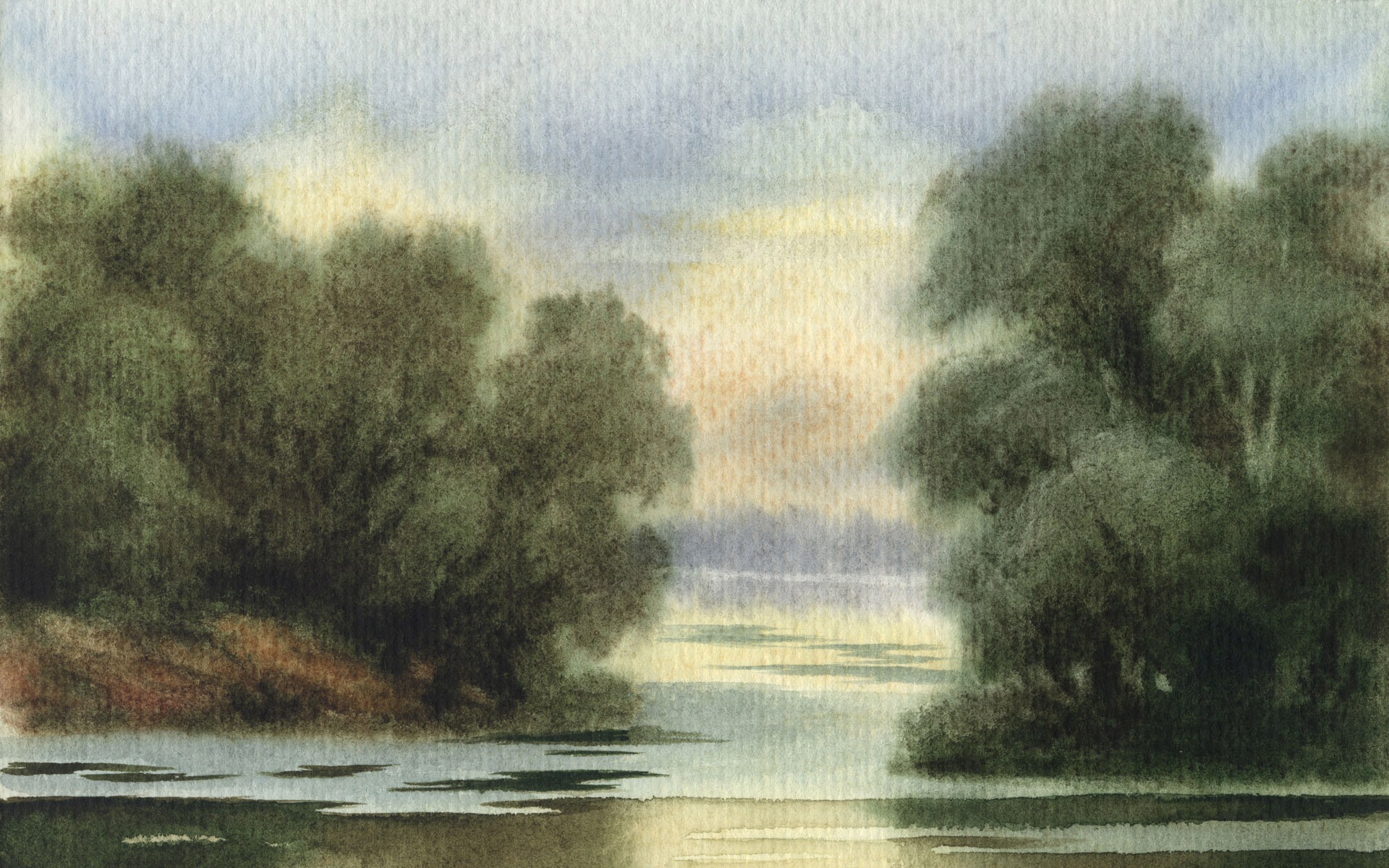 Watercolor landscape hand-painted wallpaper (2) #13 - 1920x1200