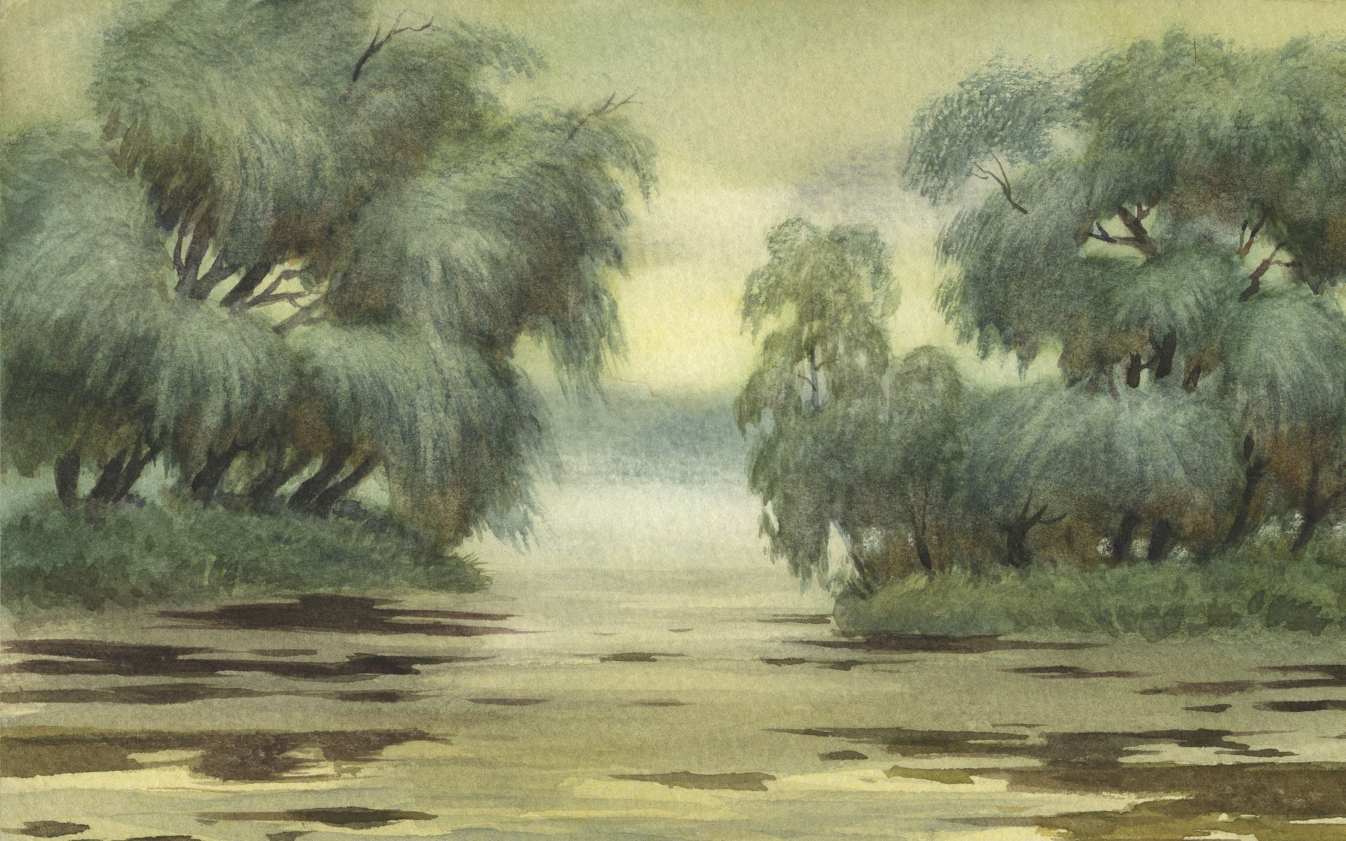 Aquarell-Landschaft handgemalten Tapeten (2) #14 - 1920x1200