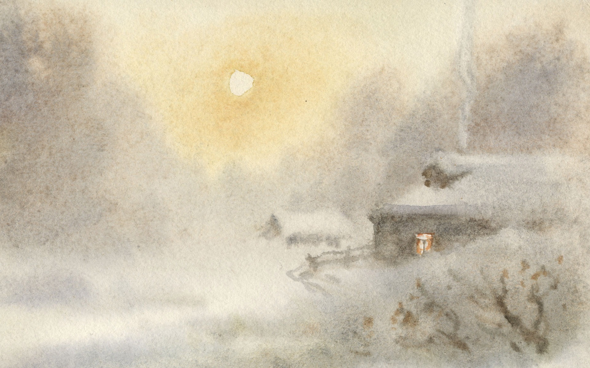 水彩風景手描き壁紙 (2) #15 - 1920x1200