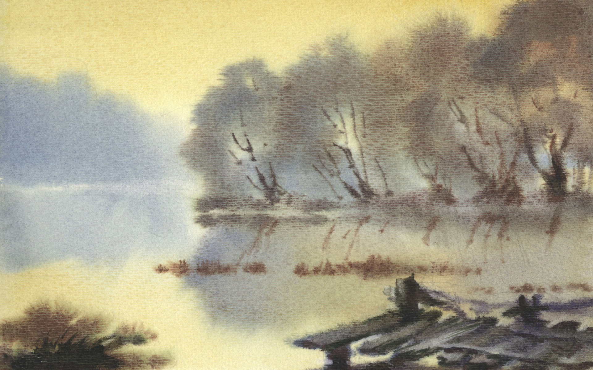 Aquarell-Landschaft handgemalten Tapeten (2) #16 - 1920x1200