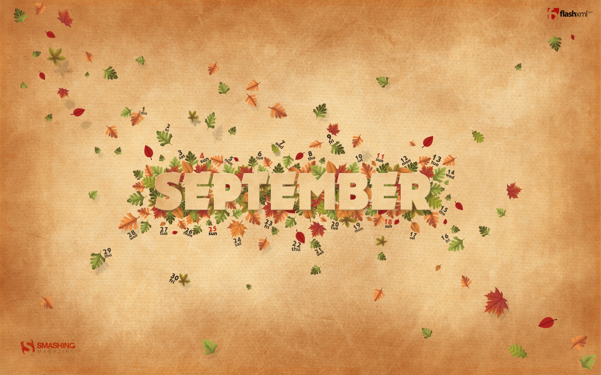 September 2011 Kalender Wallpaper (2) #12 - 1920x1200