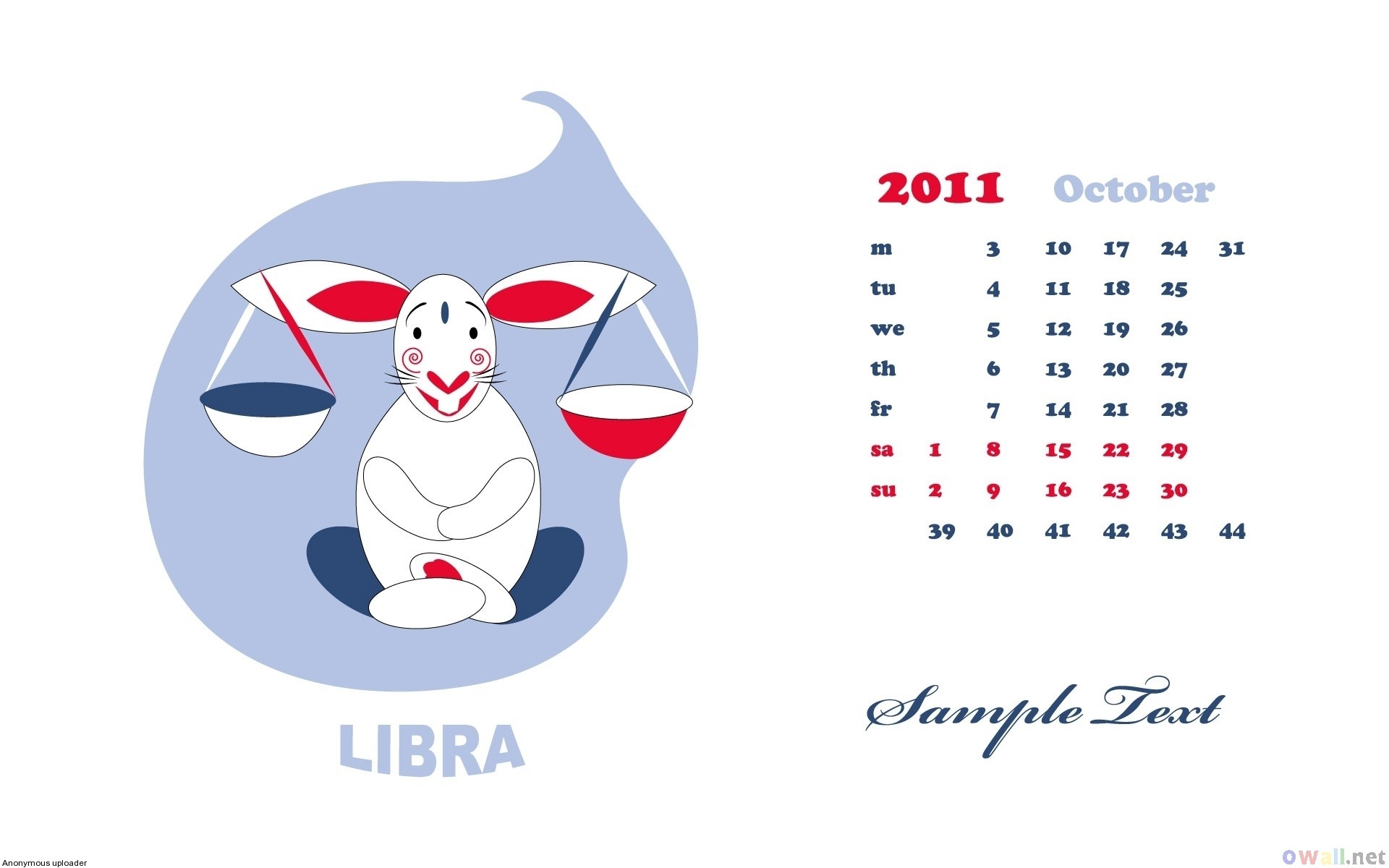 October 2011 Calendar Wallpaper (2) #13 - 1920x1200