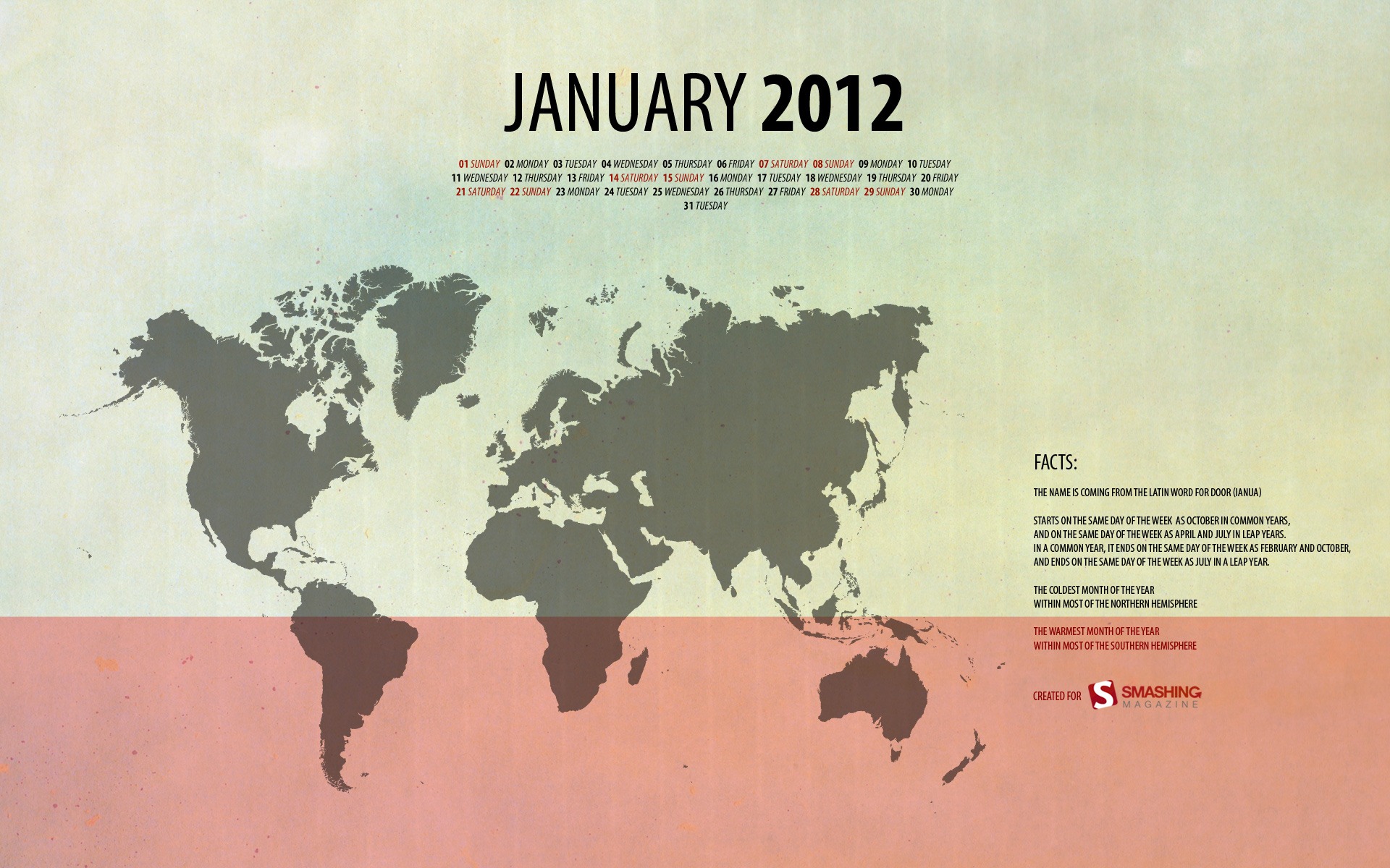 2012年1月カレンダー壁紙 #10 - 1920x1200