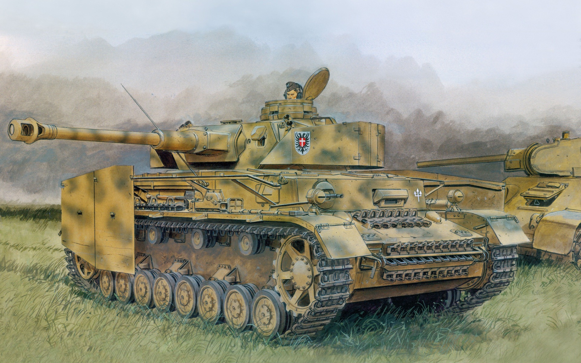 Military tanks, armored HD painting wallpapers #14 - 1920x1200