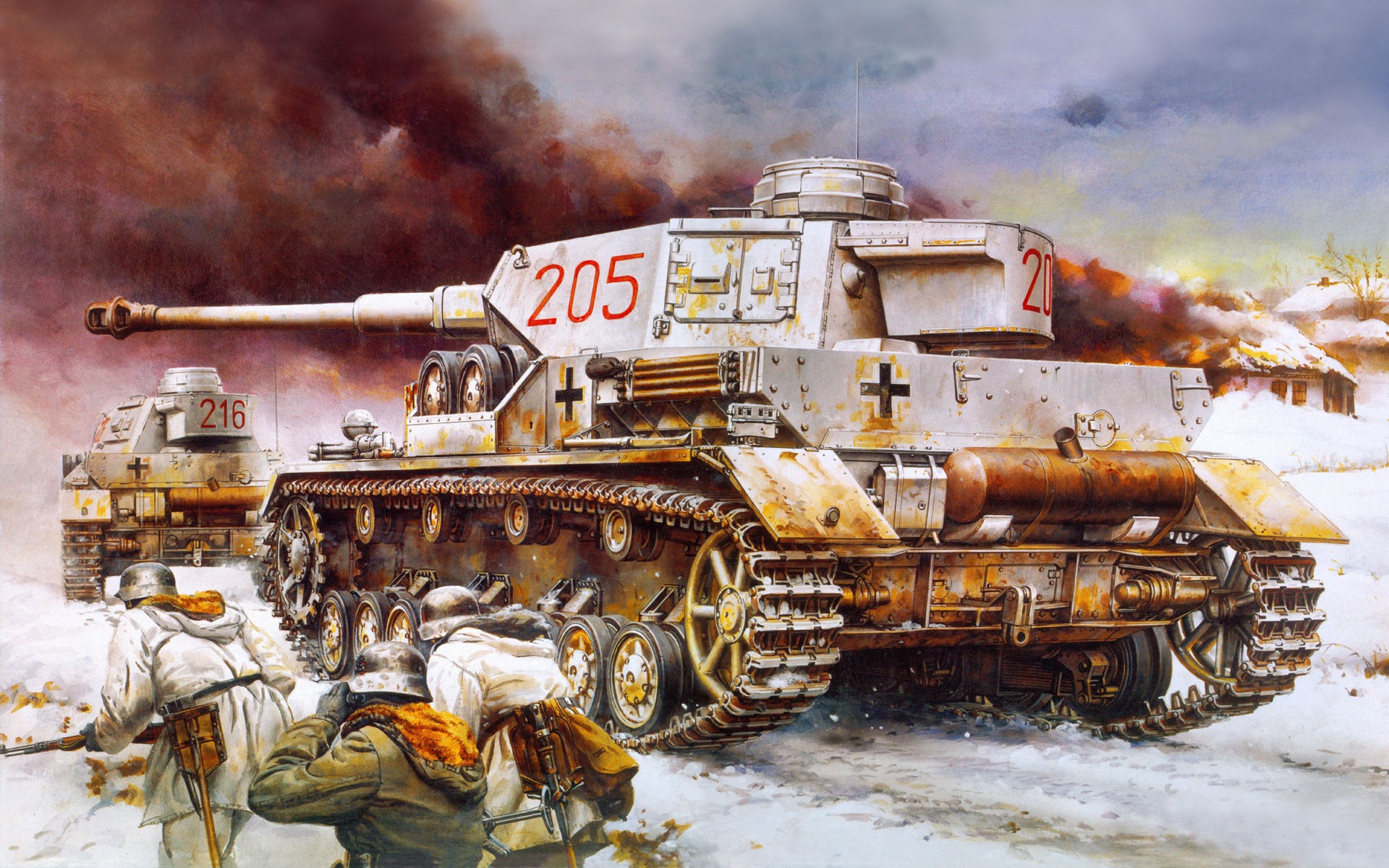 Military tanks, armored HD painting wallpapers #15 - 1920x1200