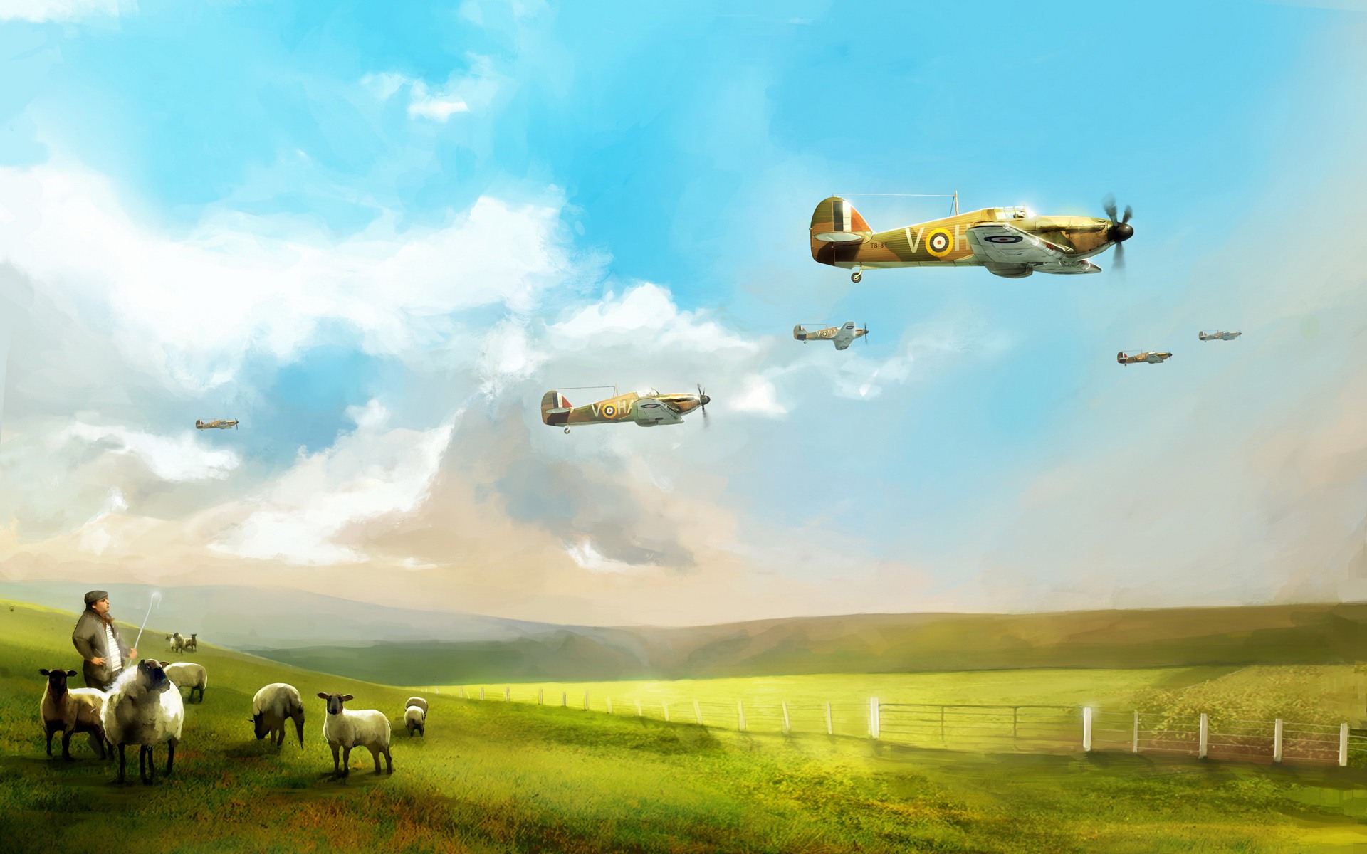 Military aircraft flight exquisite painting wallpapers #8 - 1920x1200