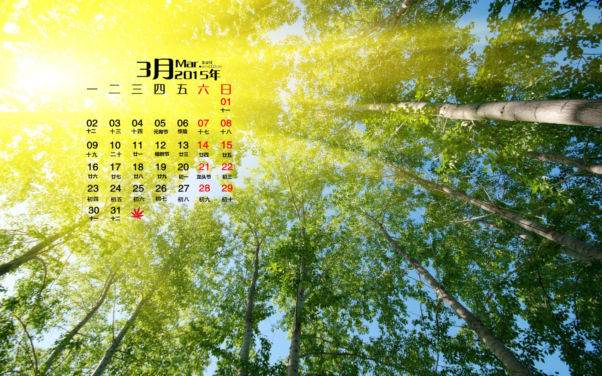 März 2015 Kalender Tapete (1) #20 - 1920x1200