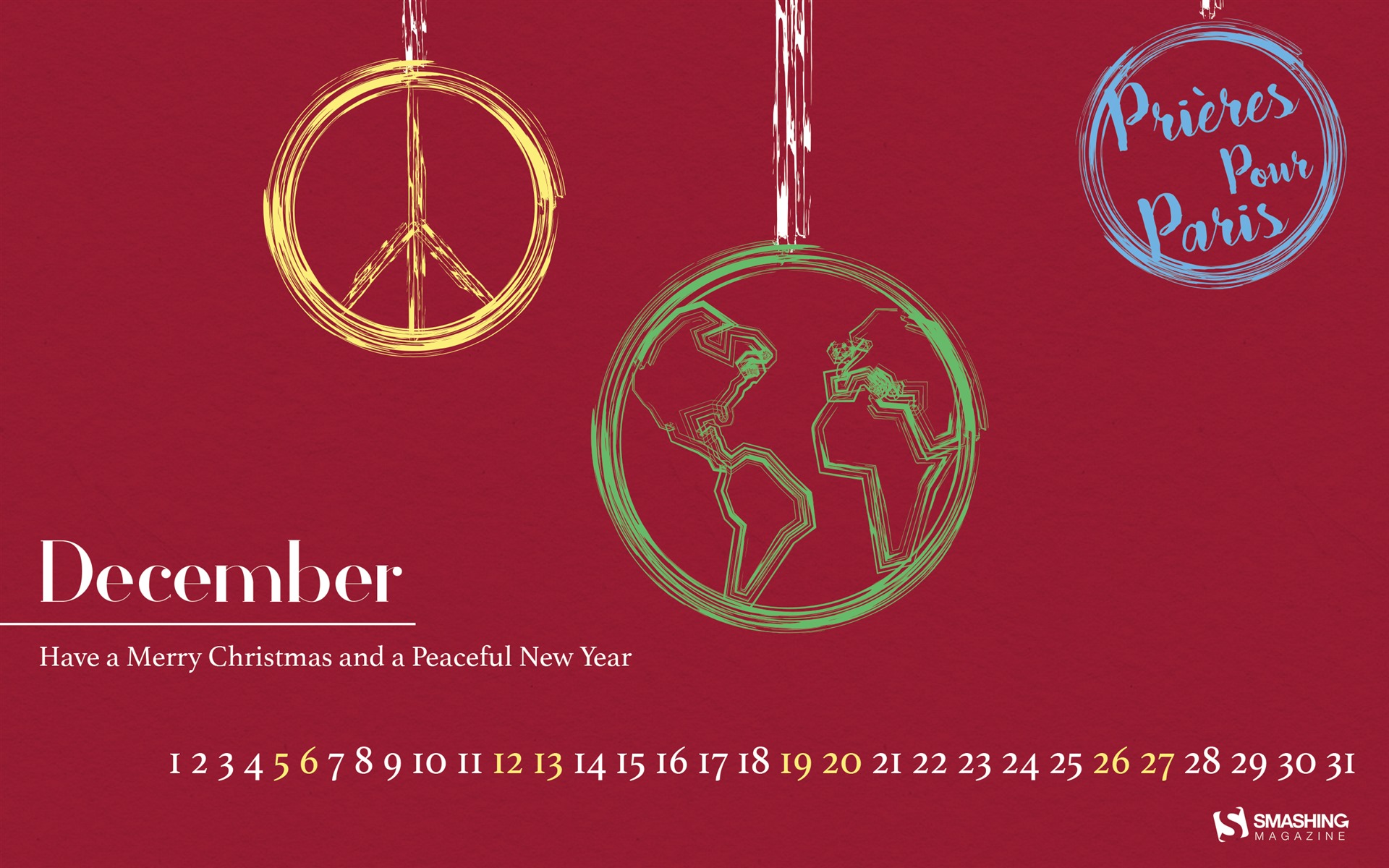 Декабрь 2015 Календарь обои (2) #14 - 1920x1200