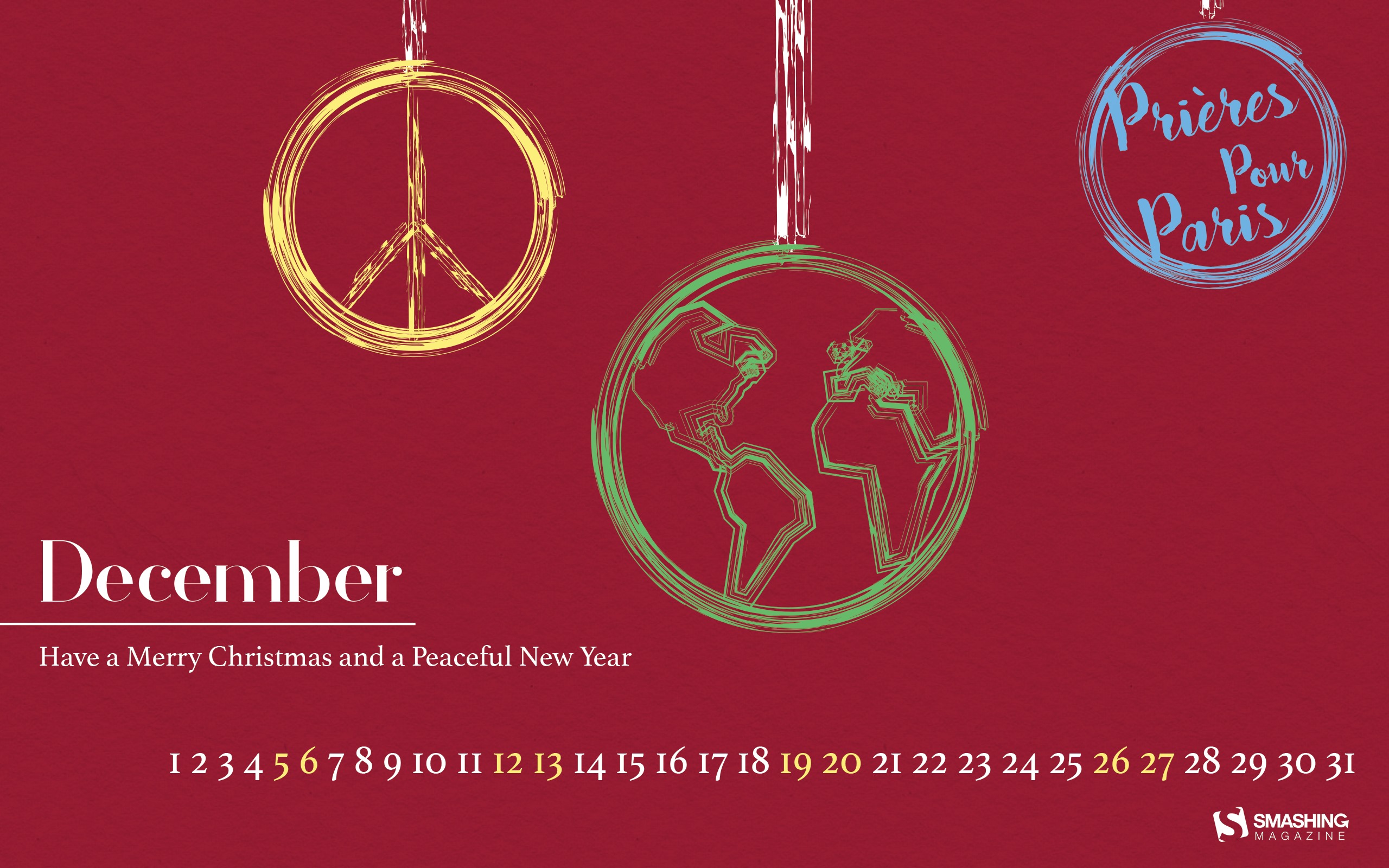 December 2015 Calendar wallpaper (2) #14 - 2560x1600
