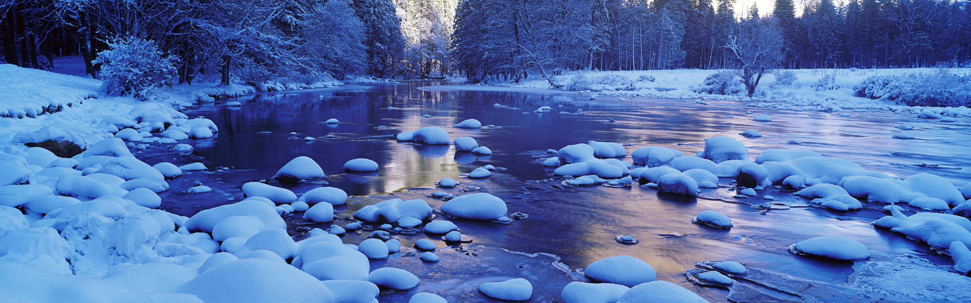 寒冷冬天美麗的雪景，Windows 8 全景寬屏壁紙 #3 - 3840x1200