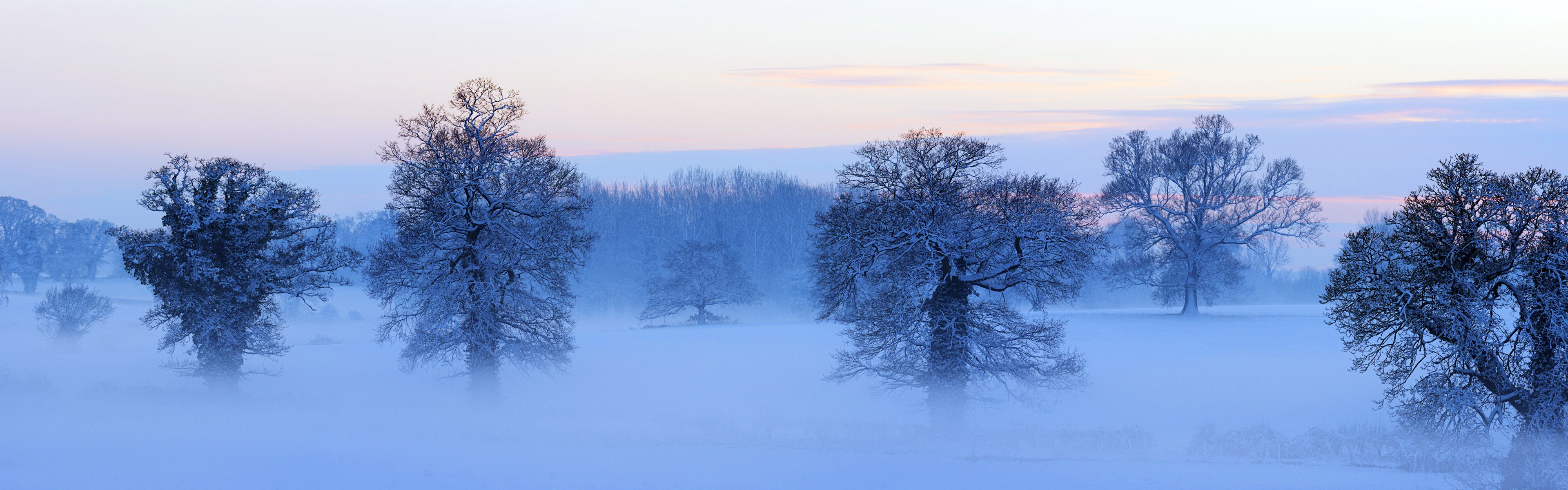 寒冷冬天美丽的雪景，Windows 8 全景宽屏壁纸6 - 3840x1200