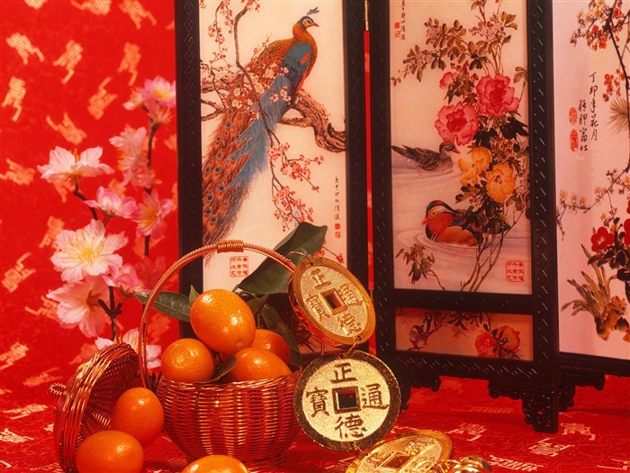 Vent de la Chine papier peint rouge festive #36