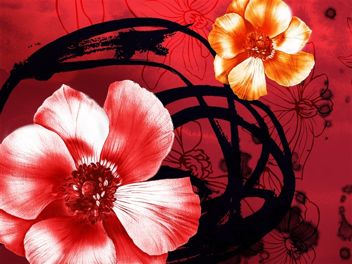 Fondos de pantalla de tinta exquisita flor #2