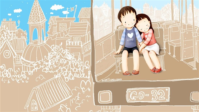 Webjong warme und süße kleine Paare Illustrator #3