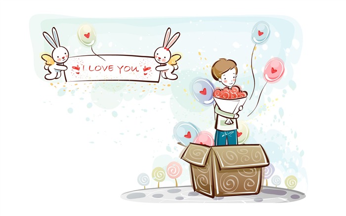Cartoon Valentine's Day fonds d'écran (2) #14