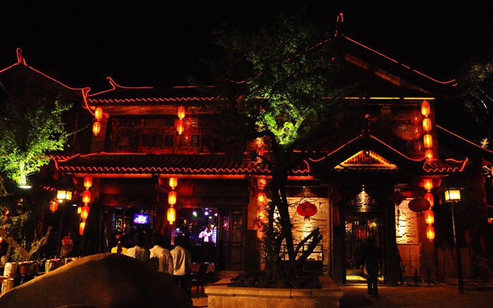 Древний город Лицзян ночь (Старый Hong OK работ) #11