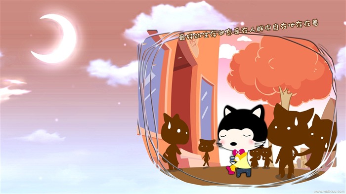 Bebé gato de dibujos animados fondos de pantalla (3) #2