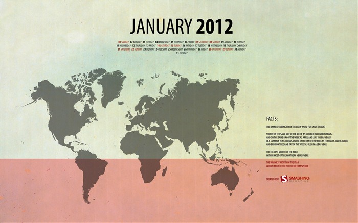 Январь 2012 Календарь Обои #10